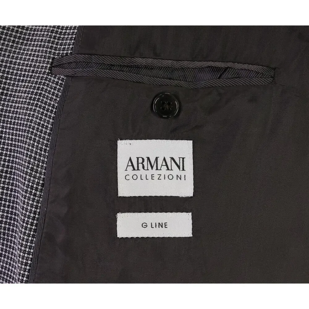 Armani Collezioni Silver Black Wool Viscose Knit Woven 2Btn Sportcoat Blazer 40R